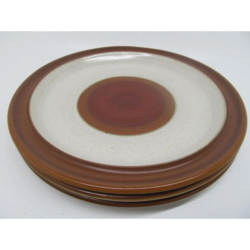 Denby Potters Wheel Rust Set Of 3 Vintage Brown And Tan 10
